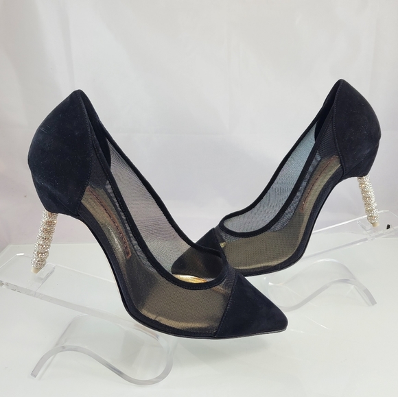 NWT$650 SOPHIA WEBSTER Jasmine Crystal Point Cap Toe Suede Mesh Pump Heel 39 8.5 - Picture 10 of 16